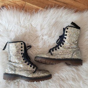 Dr. Martens RARE Vintage 90s Gold Chunky Glitter Boots
